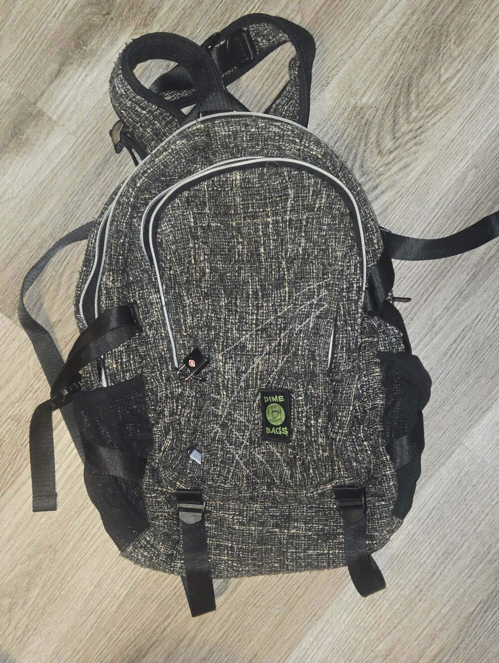 Dime Bags Classic Hempster Backpack Black Tweed Eco-Friendly Travel Laptop Bag